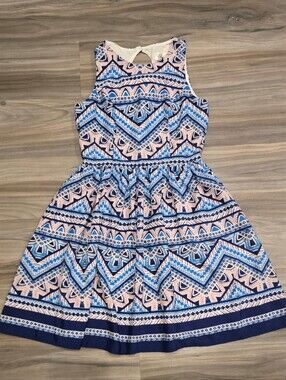 Eliza J Handkerchief Print Dress Size 8 Sleeveless Fit and Flare Lined Dress